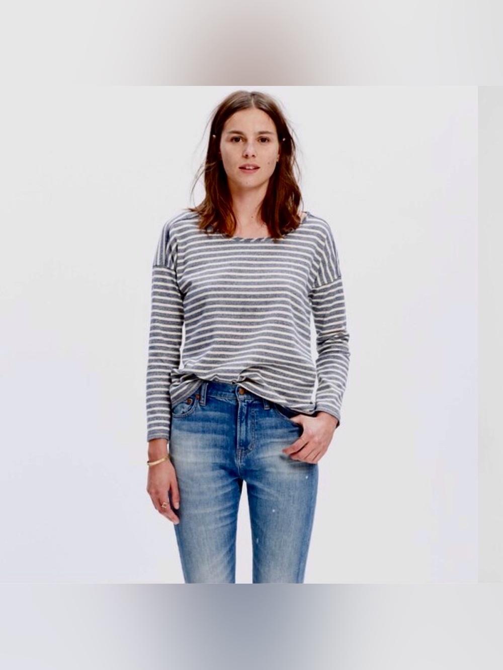 Madewell Striped Chart Tee in Dark Baltic | Size XS